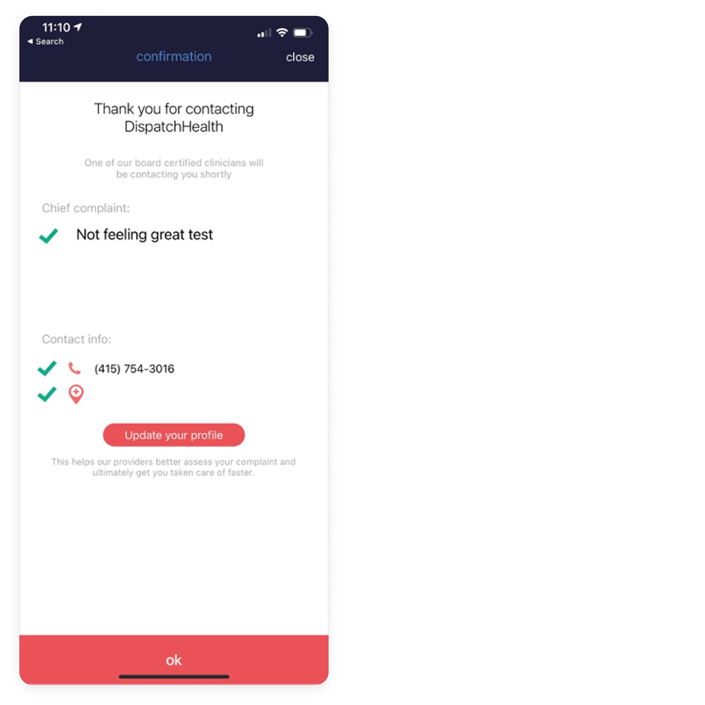 Before: original confirmation page