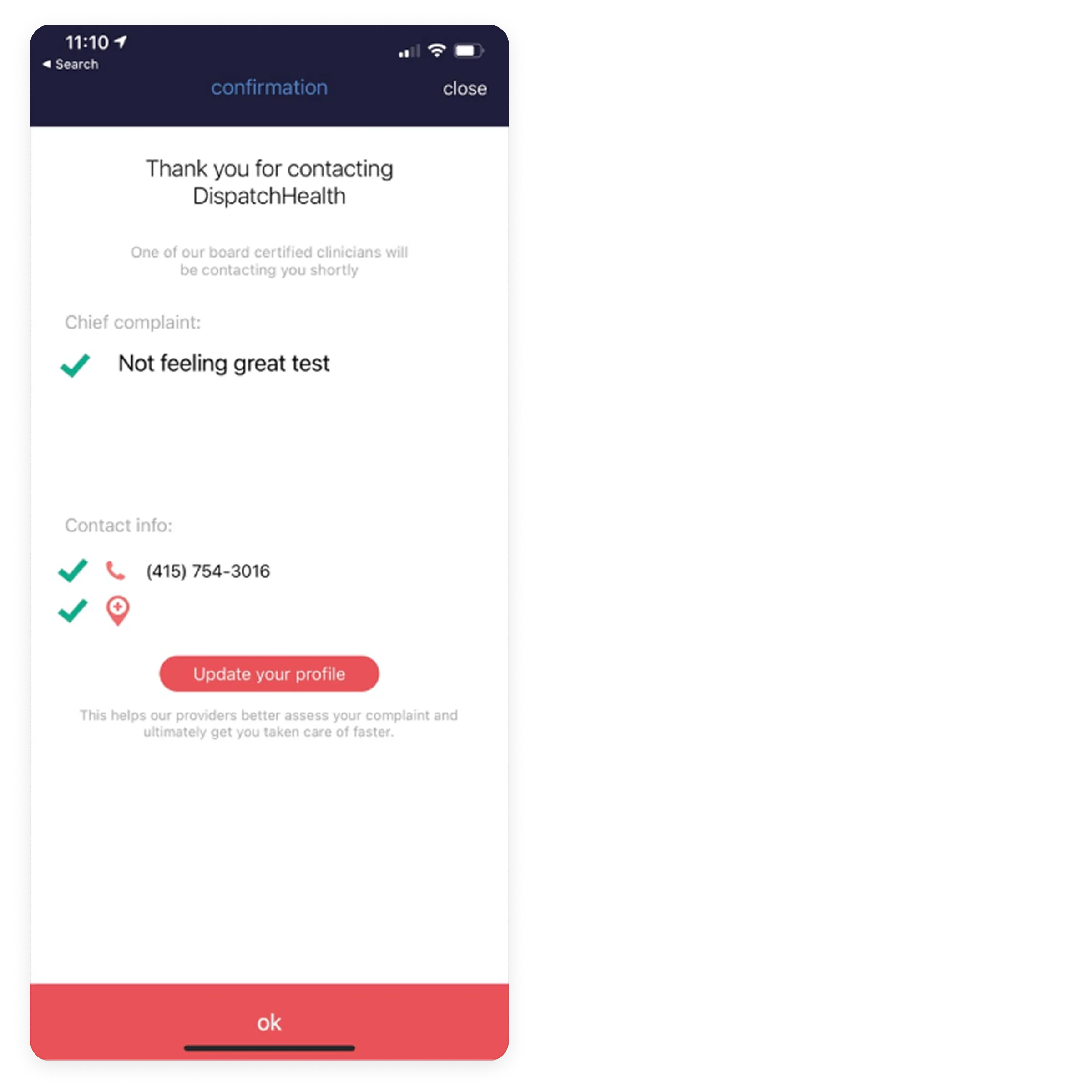 Before: original confirmation page