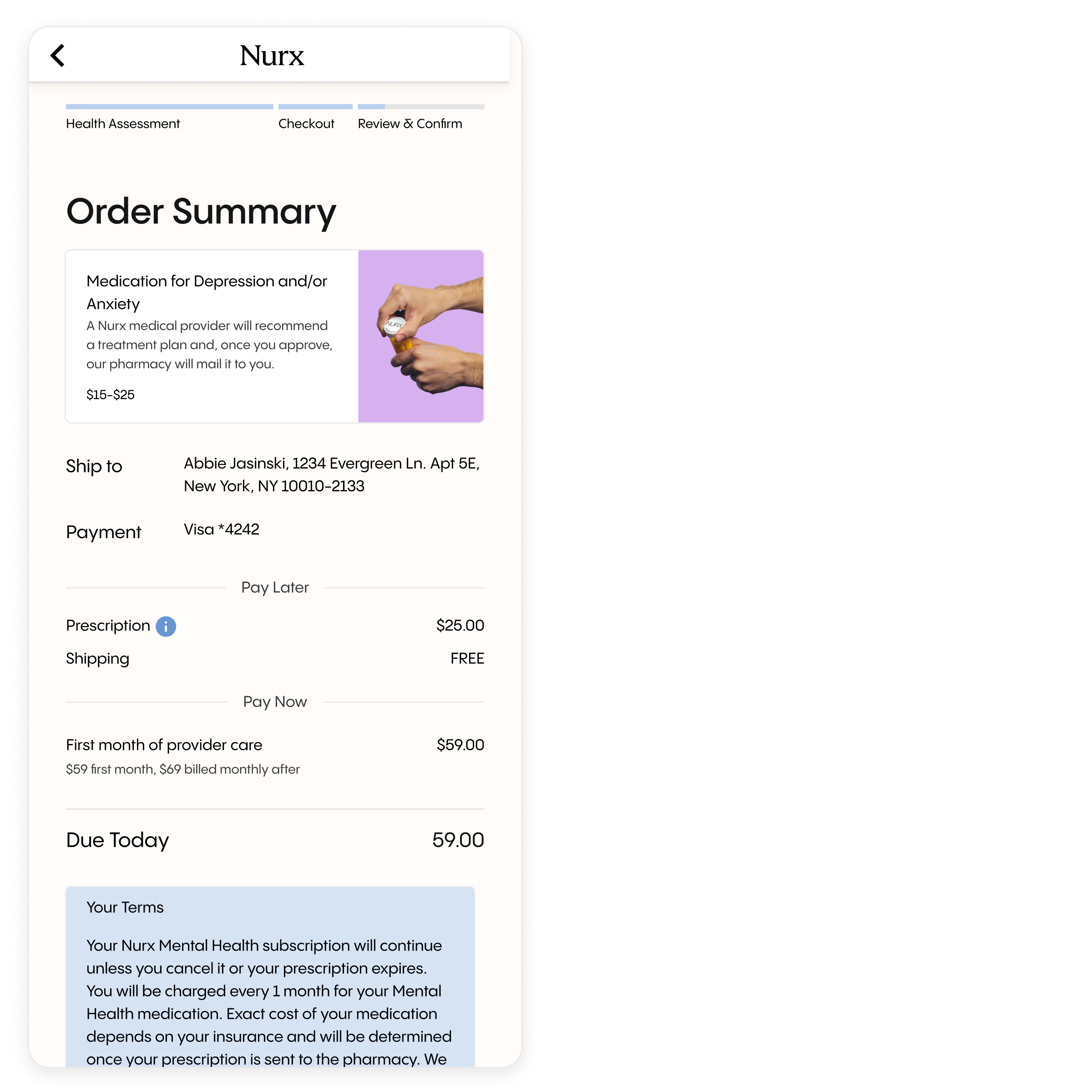After: order summary with subscription fee surfaced