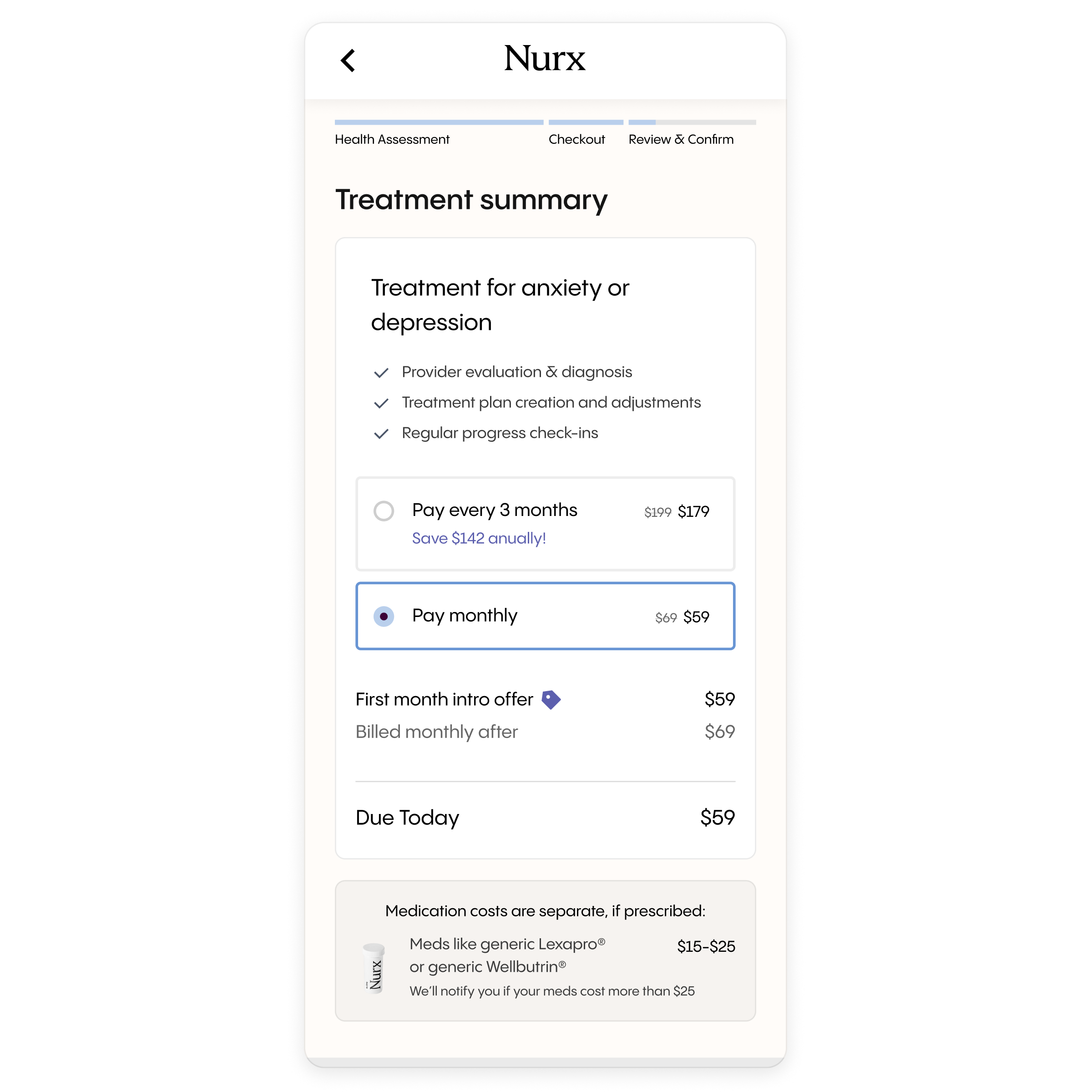 Concept: quarterly billing option built on the same treatment summary pattern
